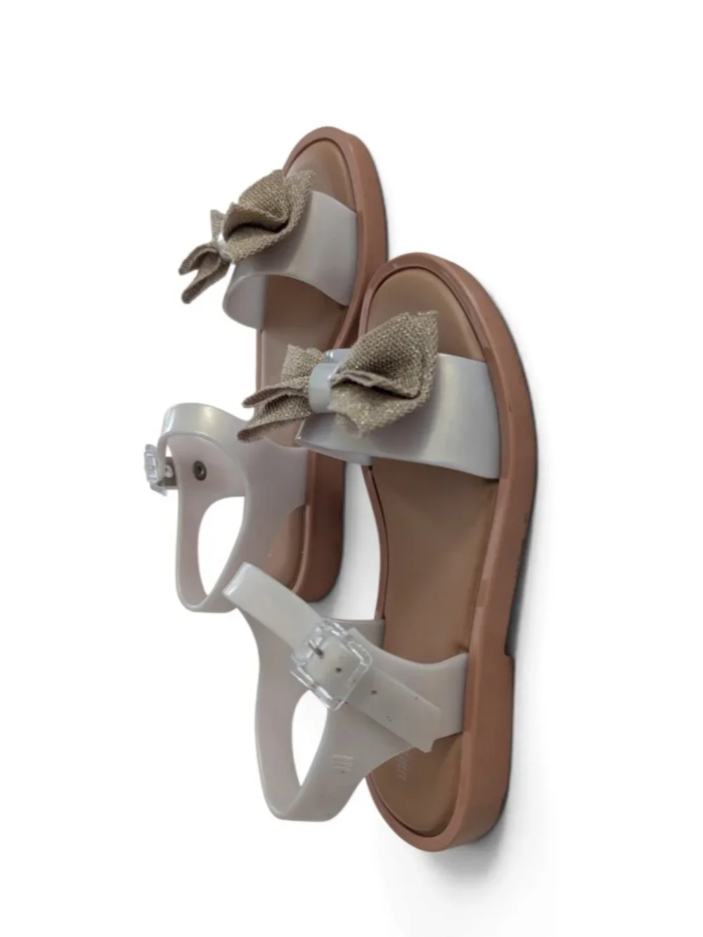 Mini Melissa Bow Jelly Sandals Girls Size 3 White EUC